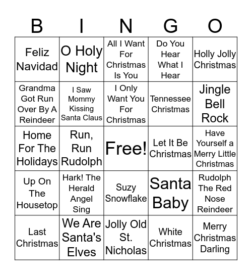 HOLIDAY SONGS Bingo Card