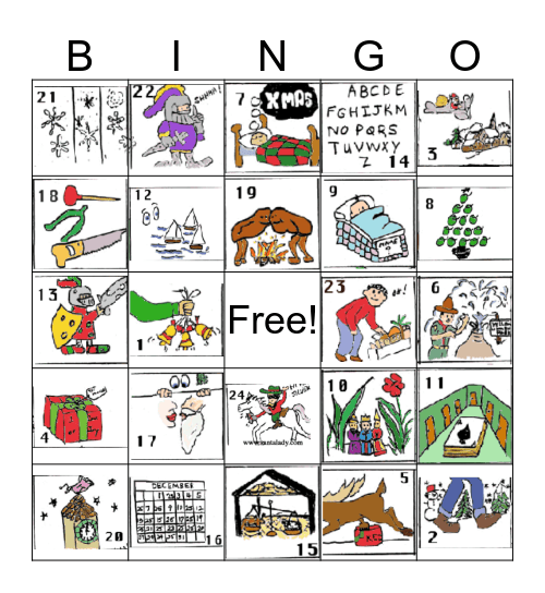 Christmas Song Bingo Card