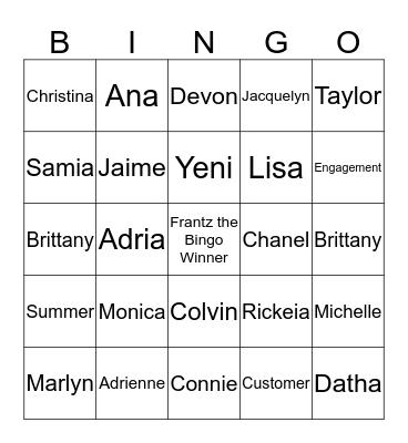 BINGO!!!!  Bingo Card
