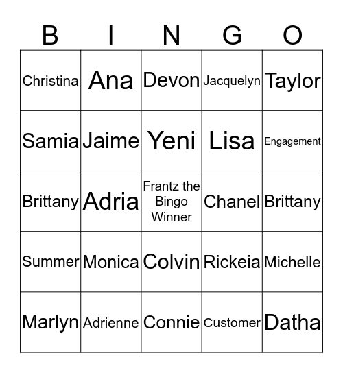 BINGO!!!!  Bingo Card