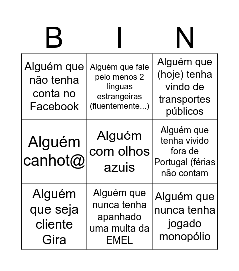 VoxPingo Bingo Card