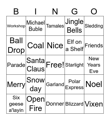 Holiday Bingo Card
