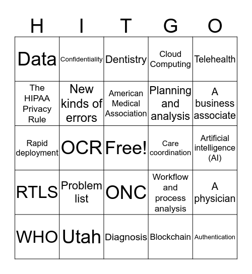 Health IT Bingo Card