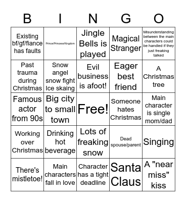 Holiday Movie Bingo Card