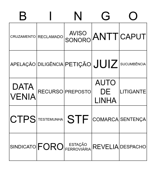 BINGO JUJUZINHO Bingo Card