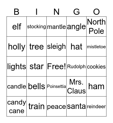 Merry Christmas Bingo Card