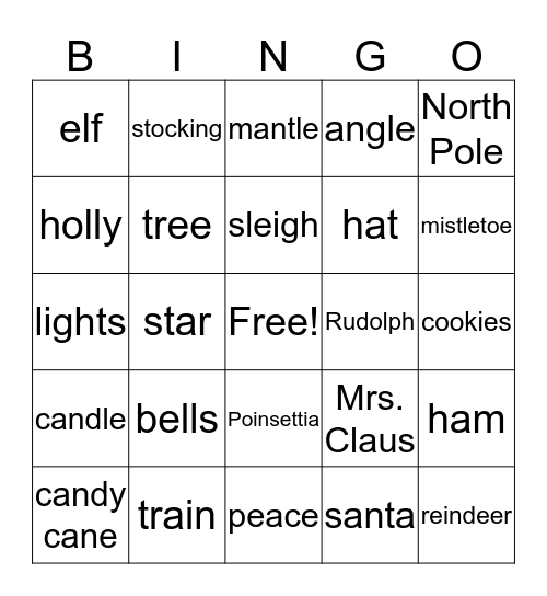 Merry Christmas Bingo Card