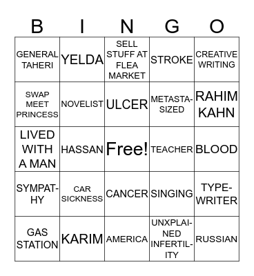 Kite Runner Review 11-14 Bingo Card