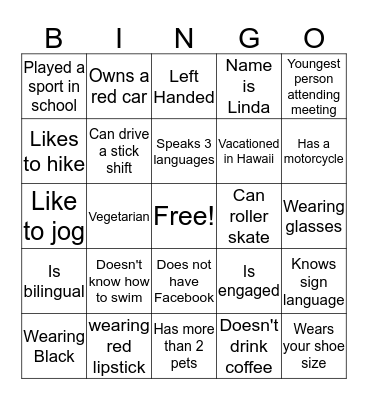 Operation Support Ice Breaker Bingo Card