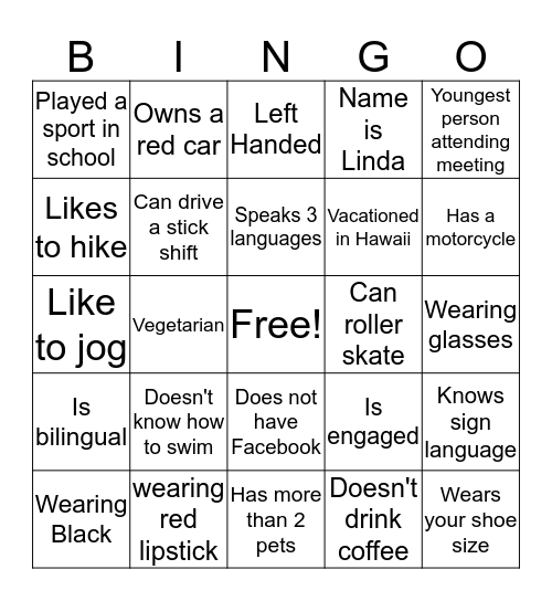 Operation Support Ice Breaker Bingo Card