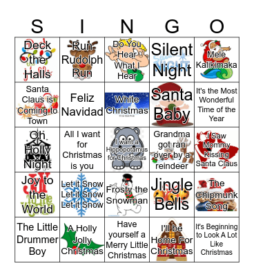 Christmas Singo Bingo Card