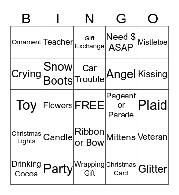 Hallmark Christmas Movie Bingo Card