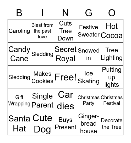 Hallmark Movie Bingo Card