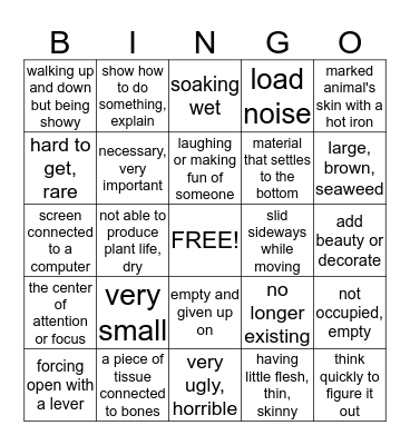 Vocabulary Review Bingo Card