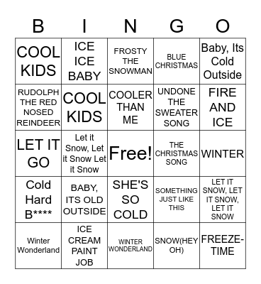Baby, It's Cold Outside Bingo Card