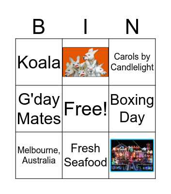 Christmas in Australia Bingo Card