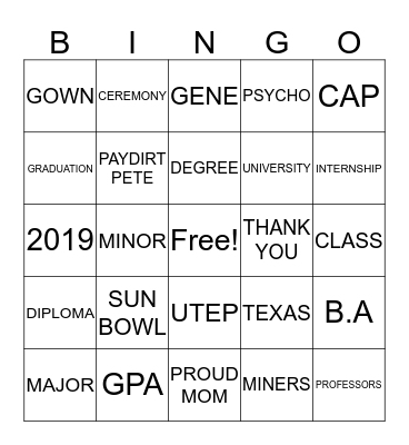 SHE DID IT!!! Bingo Card