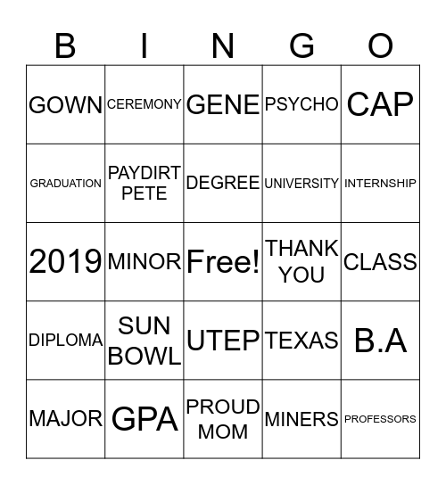 SHE DID IT!!! Bingo Card