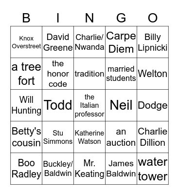 Course Work 2013-2014 Bingo Card
