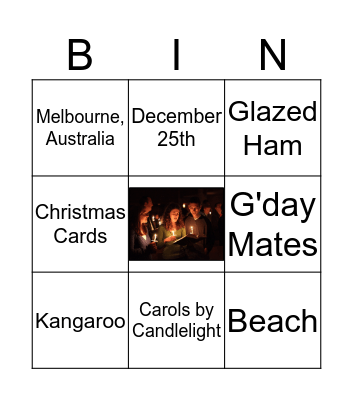 Christmas in Australia Bingo Card