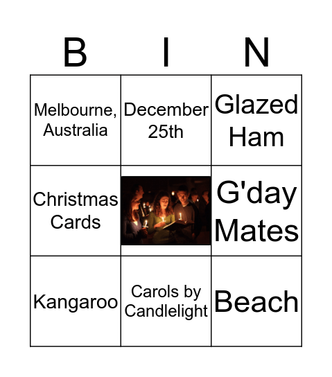 Christmas in Australia Bingo Card