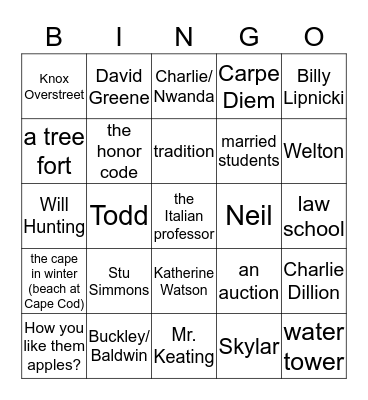 Course Work 2013-2014 Bingo Card