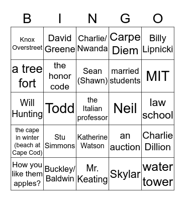 Course Work 2013-2014 Bingo Card