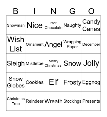 Christmas Bingo Card