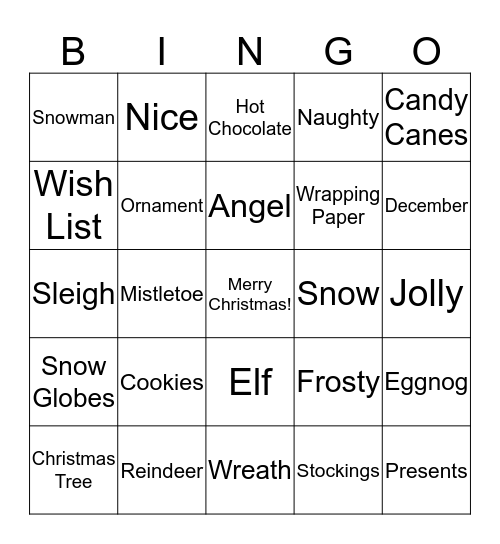 Christmas Bingo Card