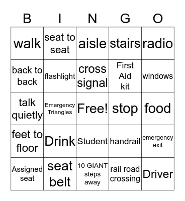 School Bus Bingo Card