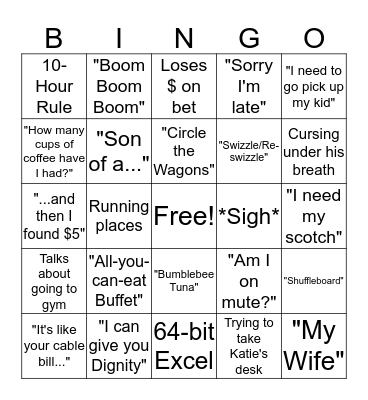 J.R. Clichés Bingo Card
