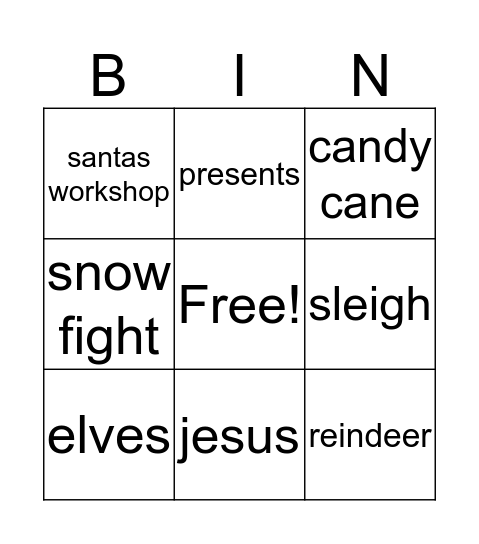 Christmas  Bingo Card