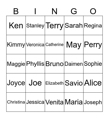 2019 Chinese Choir X'mas Bingo Card