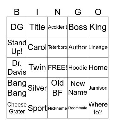 Book Club Bingo Card