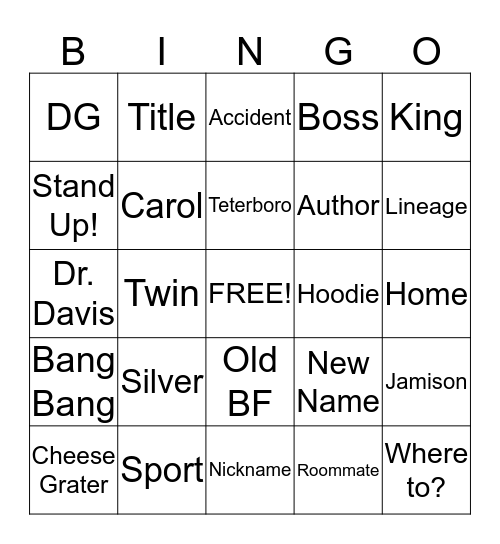 Book Club Bingo Card