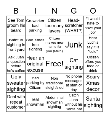 Neighborhood Services BINGO Card