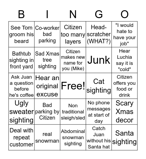 Neighborhood Services BINGO Card
