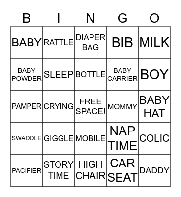 Baby Bingo Card
