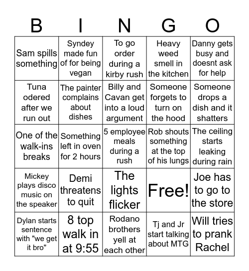 Rodano's Bingo Card