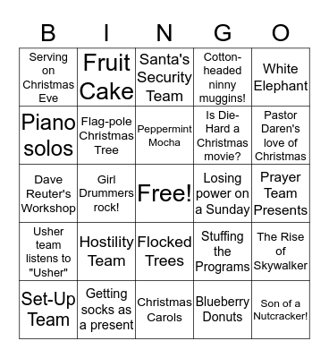 Brave Christmas Bingo Card