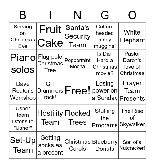 Brave Christmas Bingo Card