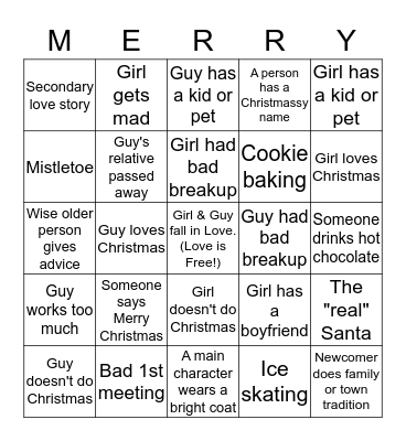 Hallmark Christmas Movie Bingo Card