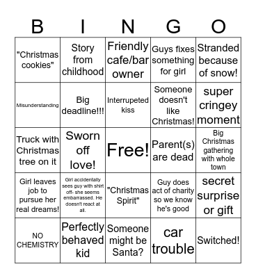 Hallmark Movie Bingo Card