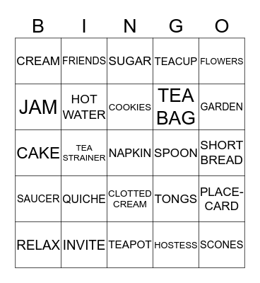 TEA CLUB BINGO Card