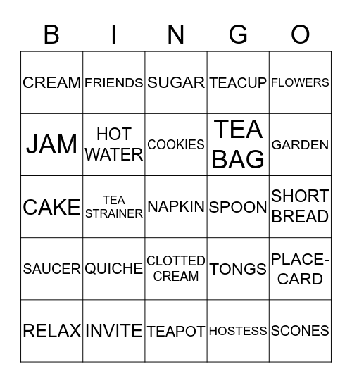 TEA CLUB BINGO Card