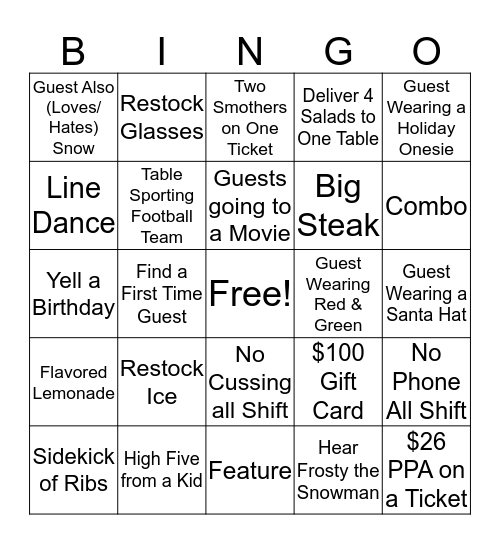 Christmas Bingo  - SERVER Bingo Card