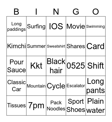 Untitled Bingo Card