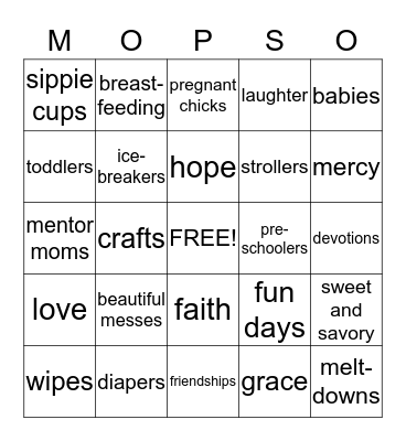YAY! MOPS! Bingo Card