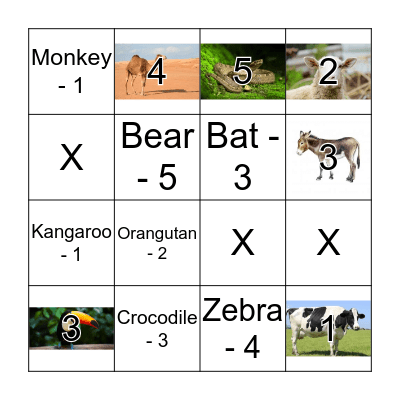 ANIMALS' BINGO Card