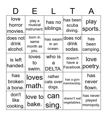 Find someone who.... Bingo Card